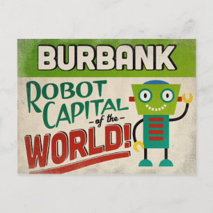 Burbank California Robot - Funny Vintage Postcard