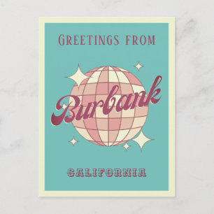 Burbank California vacation retro Postcard