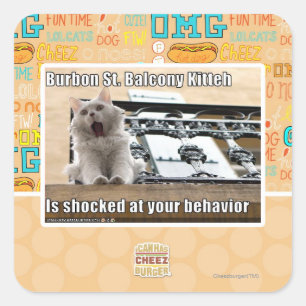 Burbon St. Balcony Kitteh Square Sticker