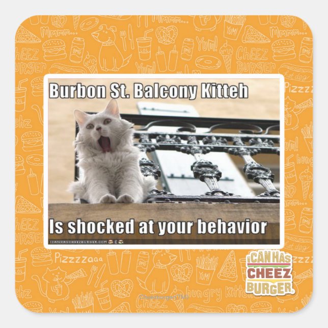 Burbon St. Balcony Kitteh Square Sticker (Front)