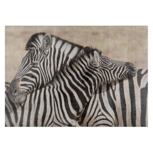 Burchell's Zebras Necking Cutting Board (Front)