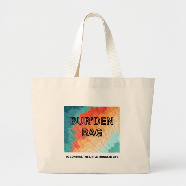 BUR'DEN BAG ABSTRACT CANVAS NEUTRAL TOTE BAG (Front)