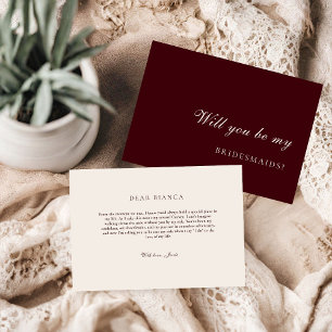 Burdund & Ivory Bridesmaid Proposal Card