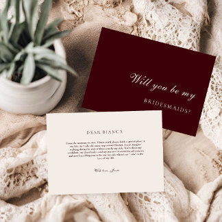 Burdund & Ivory Bridesmaid Proposal Card
