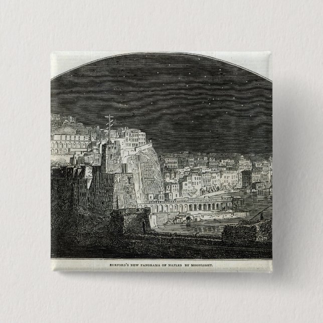 Burford's New Panorama of Naples by Moonlight 15 Cm Square Badge (Front)