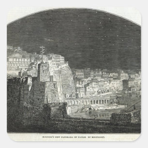Burford's New Panorama of Naples by Moonlight Square Sticker