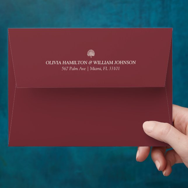 Burgandy 5x7 Minimalist Wedding Envelope (Hand)