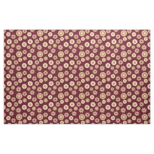 Burgandy and Gold Baroque Style Floral Pattern Fabric