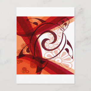 Burgandy-Floral-Turtle Postcard