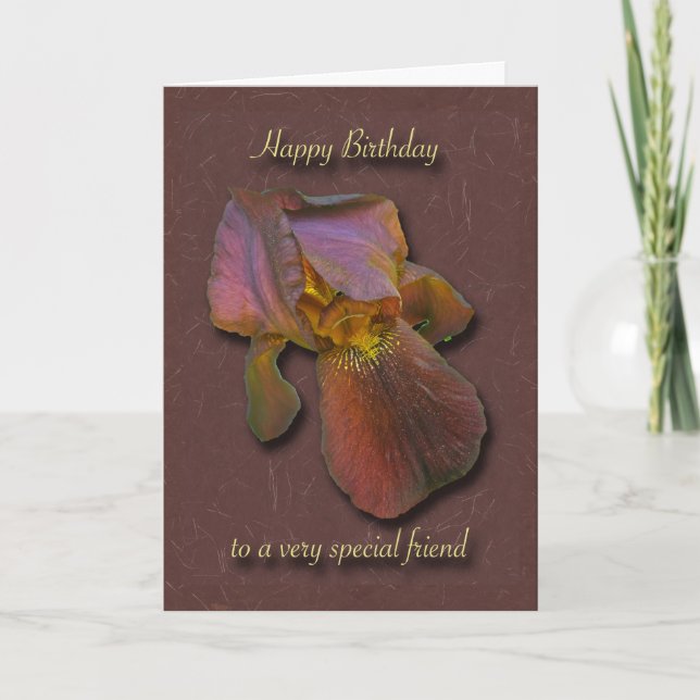 Burgandy Iris Birthday Special Friend Card (Front)