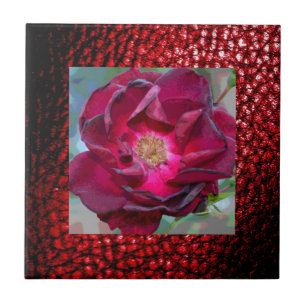 Burgandy Tile-With Burgandy Flower Tile