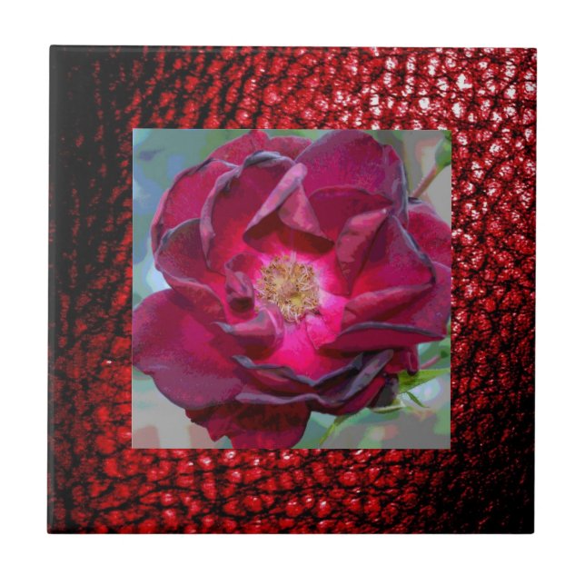 Burgandy Tile-With Burgandy Flower Tile (Front)