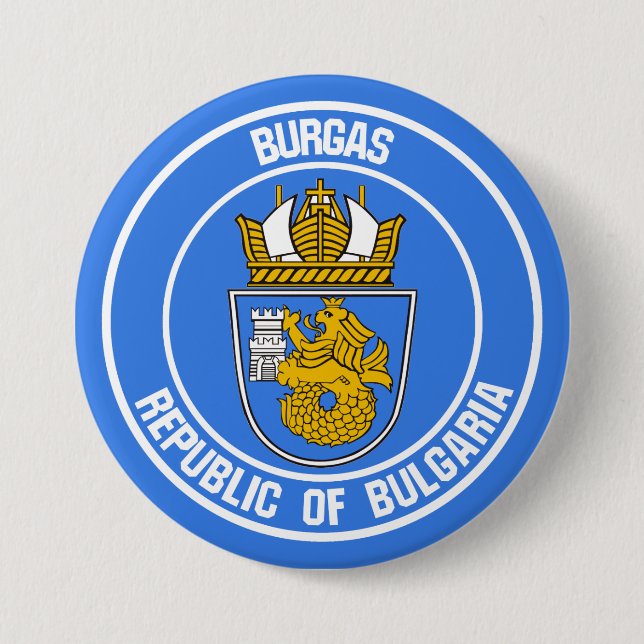 Burgas Round Emblem 7.5 Cm Round Badge (Front)