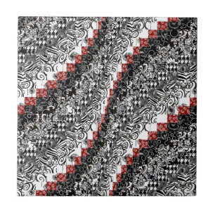 Burgello Quilt Pattern Customise Red Black Tile