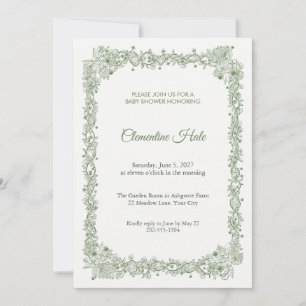 Burgeon Leafage Baby Shower Invitation