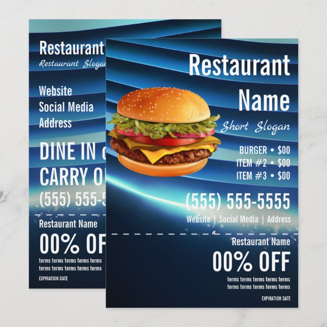 Burger 5x7 Flyer Invitation (Front/Back)