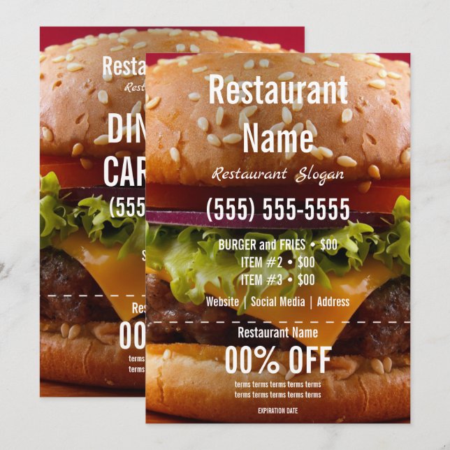 Burger 5x7 Flyer Invitation (Front/Back)