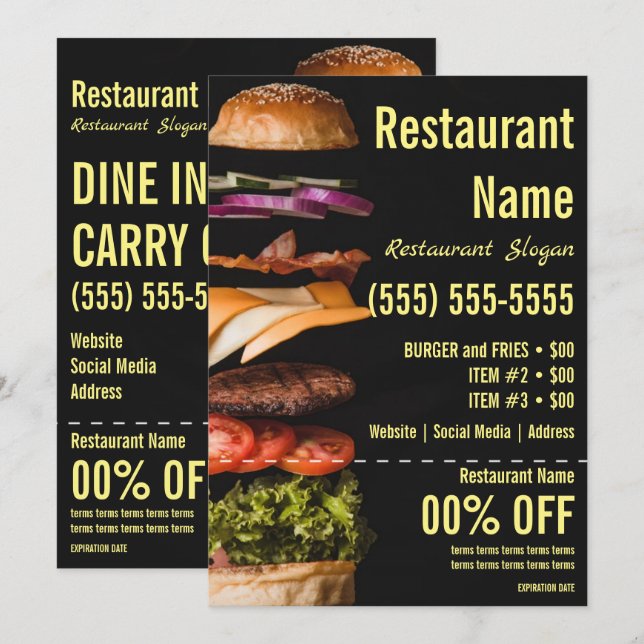 Burger 5x7 Flyer Invitation (Front/Back)