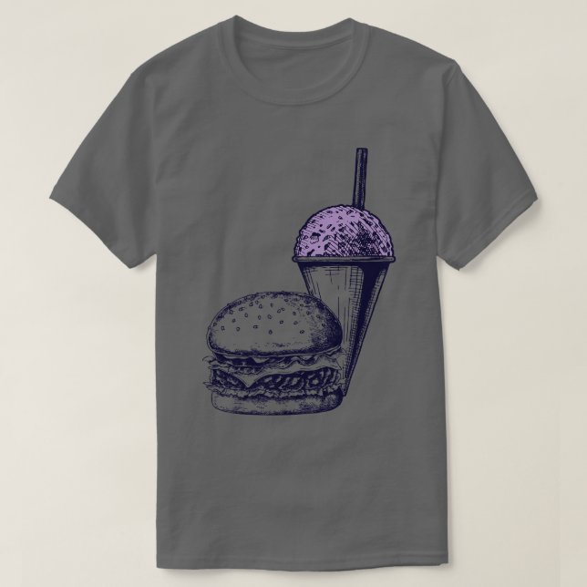 Burger and a Grape Snow Cone T-Shirt (Design Front)