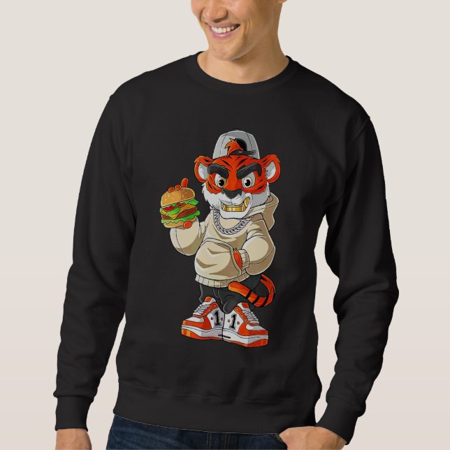 Burger And Bengal Tiger Sweatshirt (Front)