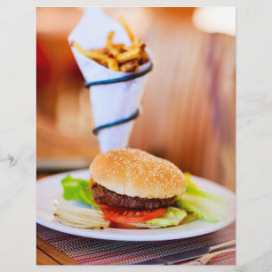 Burger and french fries flyer