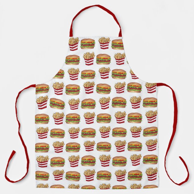 Burger and Fries Fast Food Cheeseburger French Fry Apron (Front)