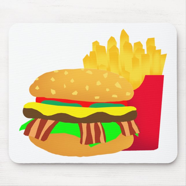 Burger and Fries Mouse Mat (Front)