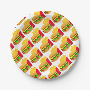 Burger and Fries Paper Plate