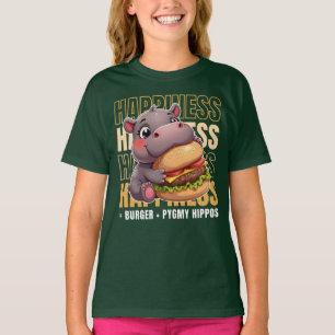 Burger And Pygmy Hippos Make Me Happy T-Shirt
