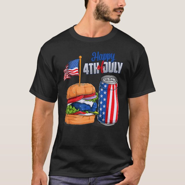 Burger And Soda Can Usa American Flag Patriotic 4t T-Shirt (Front)