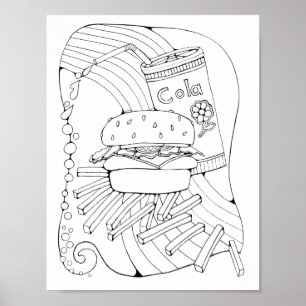 Burger Art Colouring Page Art Poster