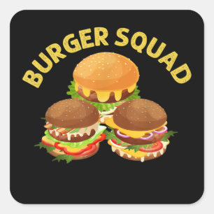 Burger Art For Men Women Hamburger Cheeseburger Square Sticker