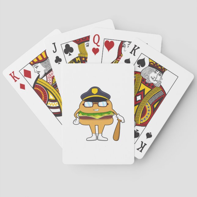 Burger as Police officer with Police hat Playing Cards (Back)