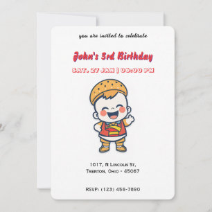 Burger Baby Personalised Birthday Invitation