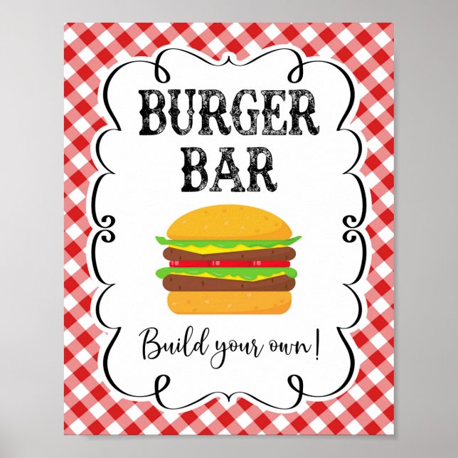 Burger Bar Red Gingham I Do BBQ Poster (Front)