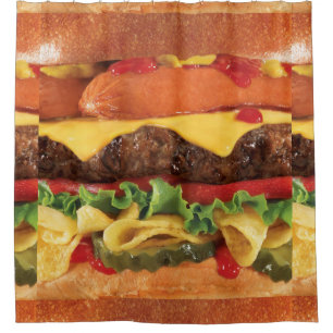 burger bathroom shower curtain