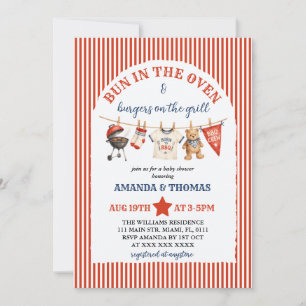 Burger BBQ Bear Baby Shower Invitation