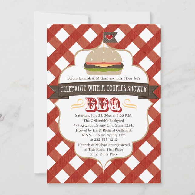 Burger BBQ Couples Wedding Shower Invitations (Front)