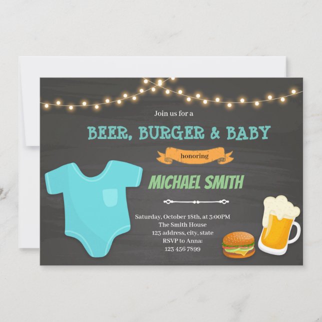 Burger beer baby theme Invitation (Front)