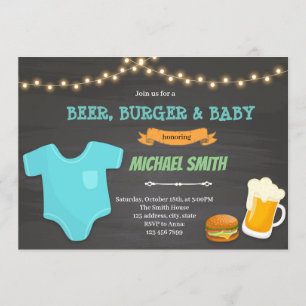 Burger beer baby theme Invitation