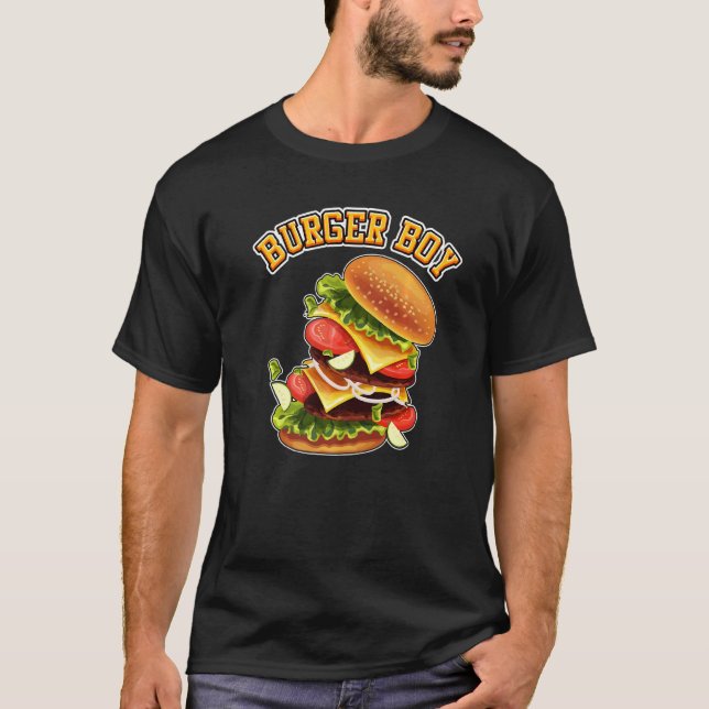 Burger Boy Hamburger Cheeseburger Funny Fast Food  T-Shirt (Front)
