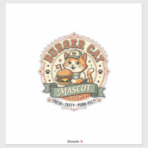 Burger Cat Mascot Cat Fast Food Mascot Cat Vintage