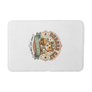 Burger Cat Mascot Cat Fast Food Mascot Cat Vintage Bath Mat