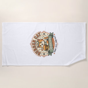 Burger Cat Mascot Cat Fast Food Mascot Cat Vintage Beach Towel