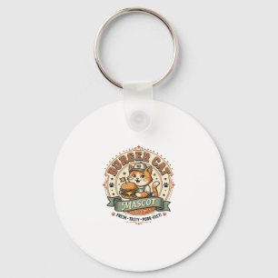 Burger Cat Mascot Cat Fast Food Mascot Cat Vintage Key Ring