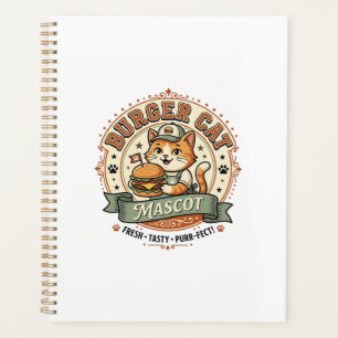 Burger Cat Mascot Cat Fast Food Mascot Cat Vintage Planner