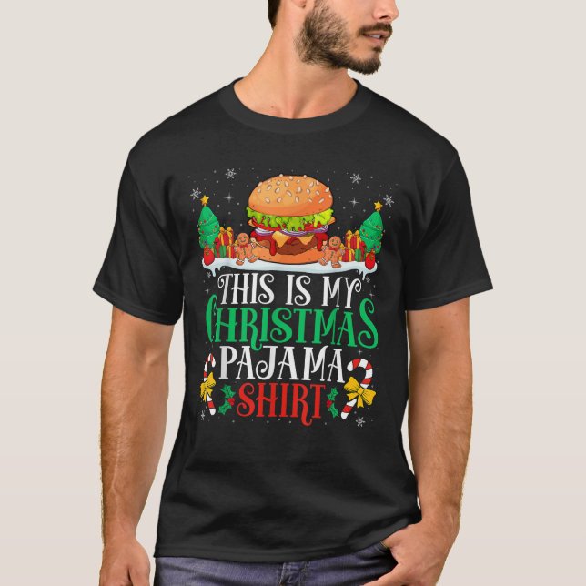 Burger Christmas Pajama Burger Lover Xmas Party  T-Shirt (Front)
