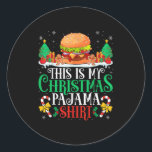 Burger Christmas Pajama Shirt Burger Lover Xmas Pa Classic Round Sticker<br><div class="desc">Burger Christmas Pajama Shirt Burger Lover Xmas Party</div>