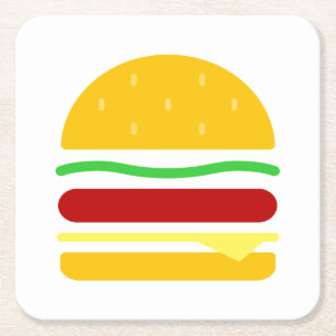 Burger Clipart Square Paper Coaster