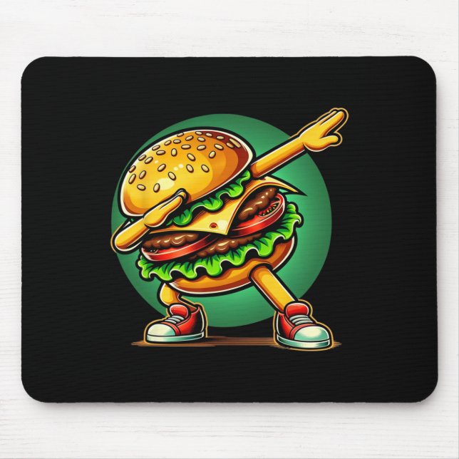 Burger Dabbing Dancing Funny Burger Hamburger Food Mouse Mat (Front)